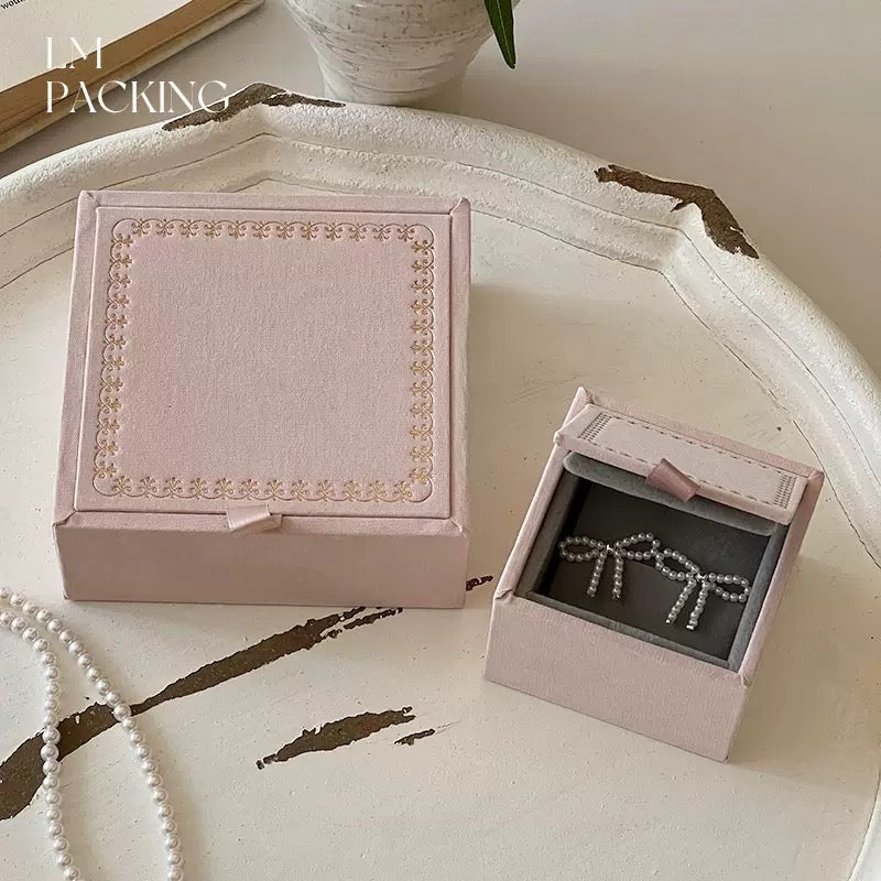 Luxury Velvet Jewelry Box | Flannel Ring & Necklace Gift Packaging Box