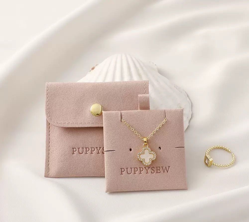 Velvet Jewelry Packaging Set | Custom Jewelry Pouch with Insert Card for Earrings & Necklace