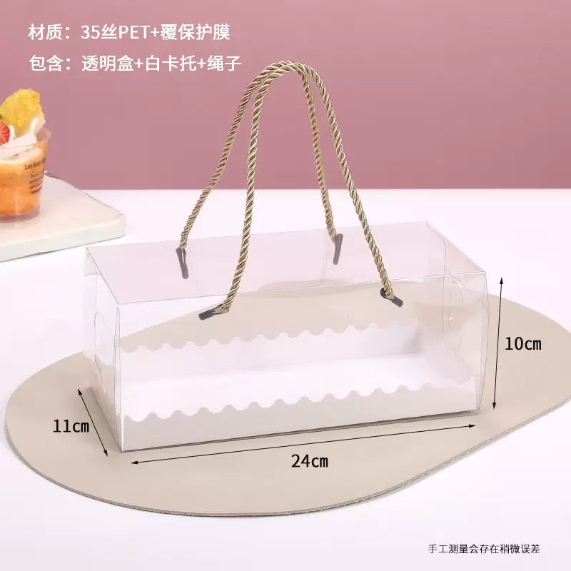 Clear Cake Box with Handle | Transparent Plastic Cake Packaging Box for Bakery & Dessert