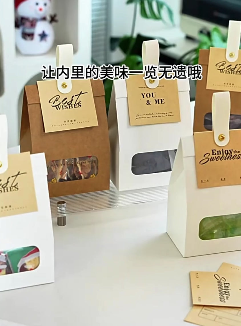Kraft Paper Cookie Packaging Bag with Window | Bakery Gift Bag with Custom Header Card