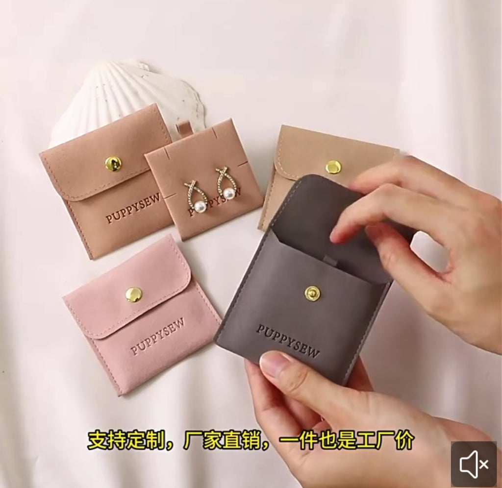 Velvet Jewelry Packaging Set | Custom Jewelry Pouch with Insert Card for Earrings & Necklace
