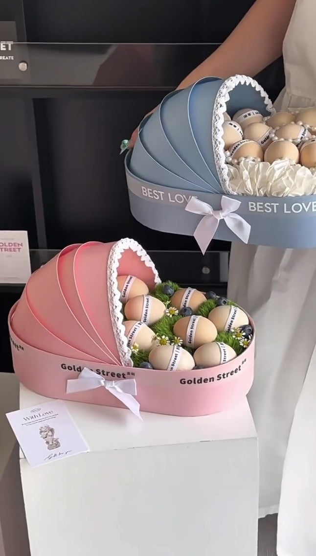 Round Flower Gift Box with Lid | Luxury Floral Hat Box with Free Carry Bag
